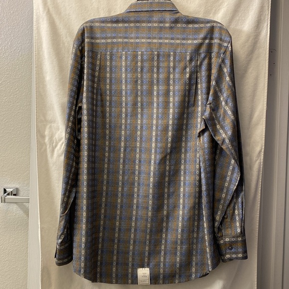 Jhane Barnes Men’s Blue Transpose Patterned Multi-Colored Button-Down Shirt - Picture 4 of 16